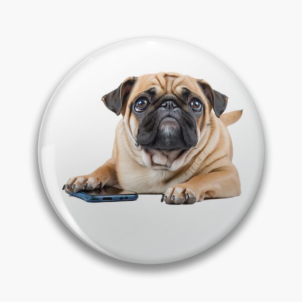 Item preview, A cute pug guarding a mobile phone designed and sold by DaveBond.