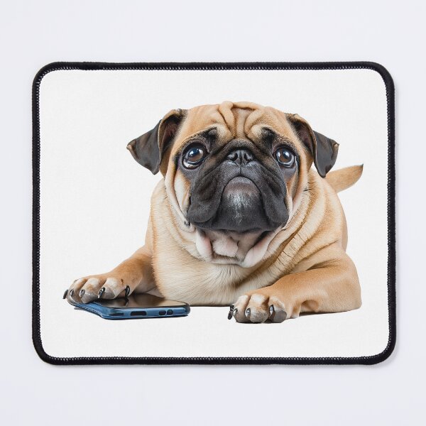 Item preview, A cute pug guarding a mobile phone designed and sold by DaveBond.