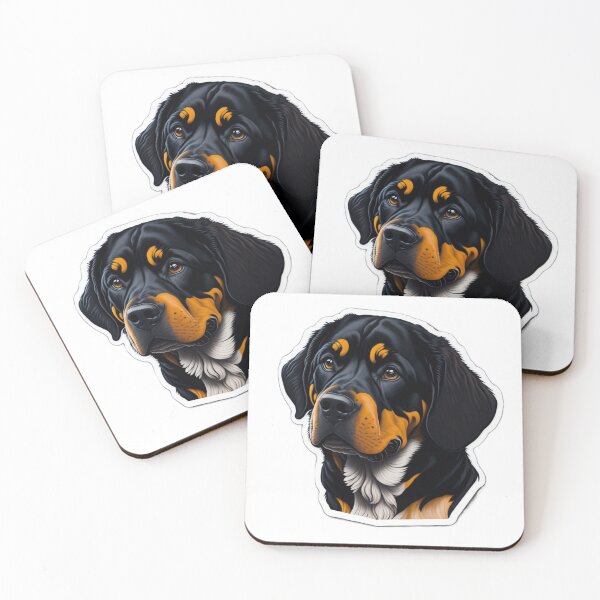 Item preview, Cartoon Cute Rottweiler: Vermeer Style Sticker designed and sold by RedArtG09.