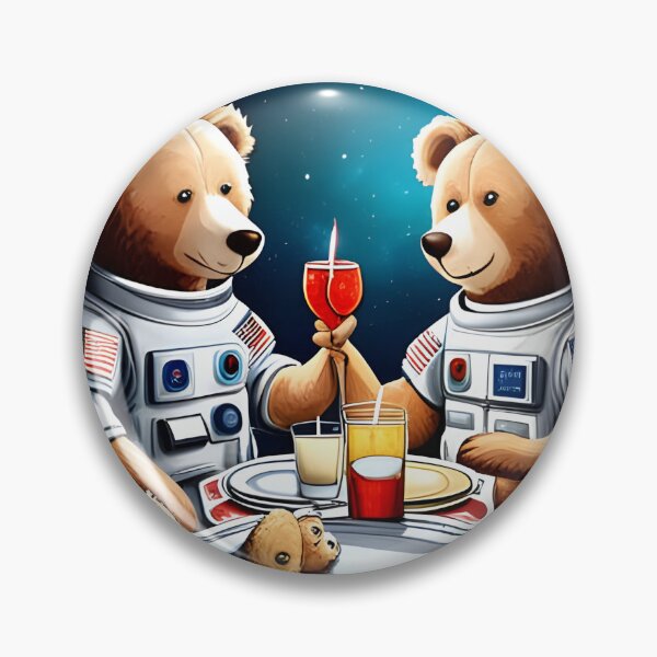 Item preview, Two Teddy's in space suits having a romantic dinner on the Moon designed and sold by Colin Bentham.