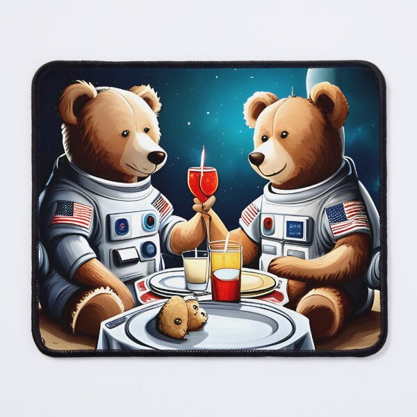 Item preview, Two Teddy's in space suits having a romantic dinner on the Moon designed and sold by Colin Bentham.