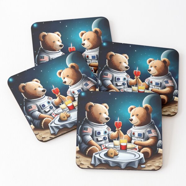 Item preview, Two Teddy's in space suits having a romantic dinner on the Moon designed and sold by Colin Bentham.