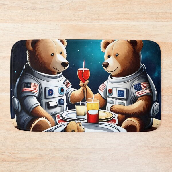 Item preview, Two Teddy's in space suits having a romantic dinner on the Moon designed and sold by Colin Bentham.