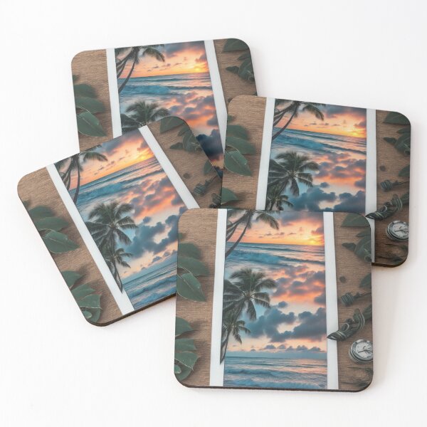 Item preview, ropical Paradise: Serene Beach Sunset with Palm Trees designed and sold by usa-Tshirt.