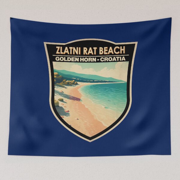 Item preview, Zlatni Rat Beach Croatia Travel Art Badge designed and sold by KrisSidDesigns.