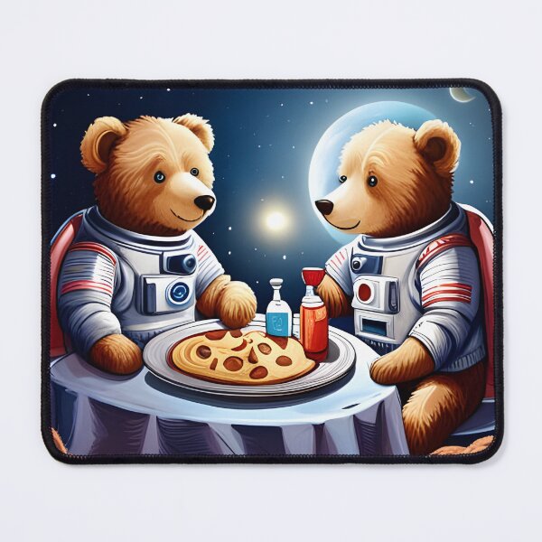 Item preview, Two Teddy's in space suits having a romantic dinner on the Moon designed and sold by Colin Bentham.