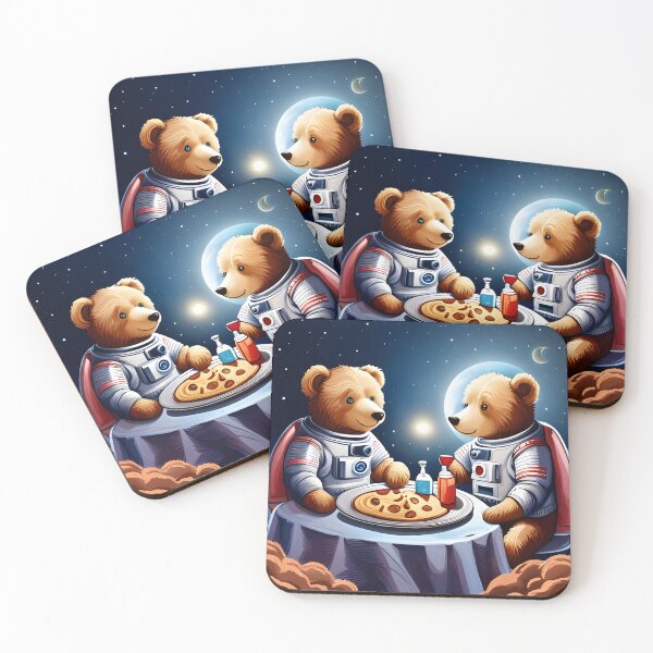 Item preview, Two Teddy's in space suits having a romantic dinner on the Moon designed and sold by Colin Bentham.