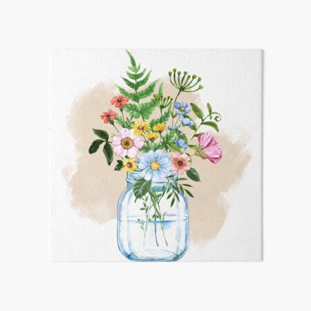 Aperçu de l'œuvre Arrangement floral dans un pot Mason créée et vendue par EveniasNook.