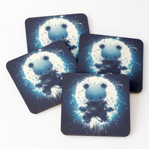 Item preview, Ninja bear blue inkblot splash designed and sold by TomFrontierArt.