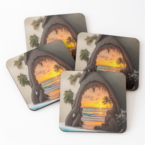 Item preview, Tranquil Tropical Escape: Serene Beach Sunset with Palm Trees designed and sold by usa-Tshirt.