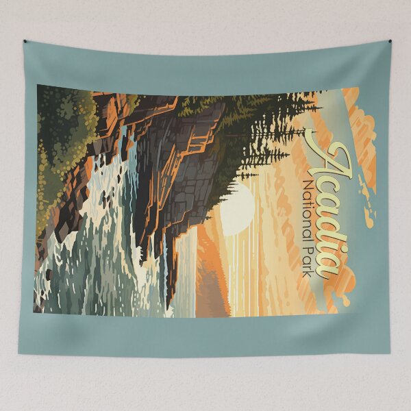 Item preview, Acadia National Park Illustration Retro designed and sold by KrisSidDesigns.