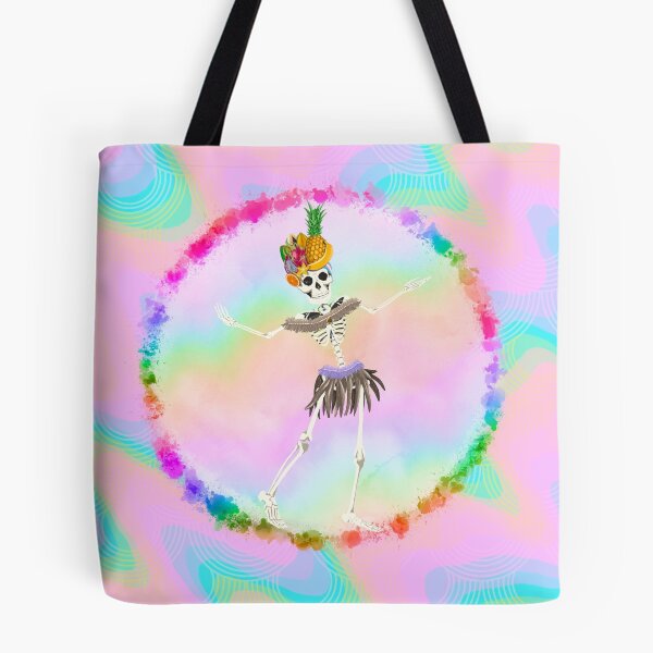 Item preview, Tropical fruit hat wearing dancing rainbow skeleton designed and sold by ExtraCaffeine.