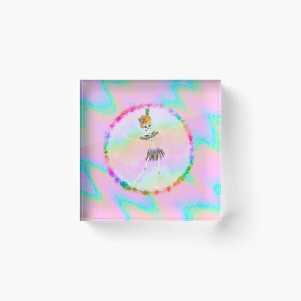 Item preview, Tropical fruit hat wearing dancing rainbow skeleton designed and sold by ExtraCaffeine.