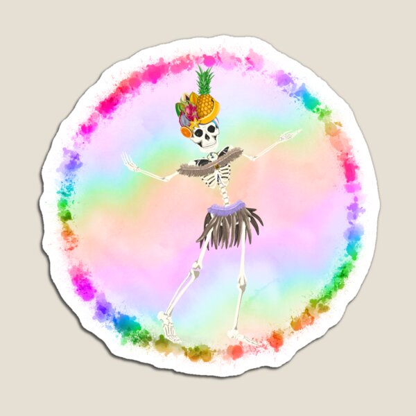 Item preview, Tropical fruit hat wearing dancing rainbow skeleton designed and sold by ExtraCaffeine.