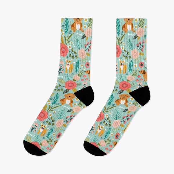 Artikelvorschau, Hunde und Blumen, Blumenhundemuster, süßer Hundedruck entworfen und verkauft von prirajdesigns.