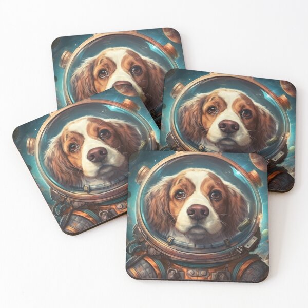 Item preview, "Space Paws: Realistic Portrait of a Doggie Astronaut in Orbit" designed and sold by Bee Happy Creative™.