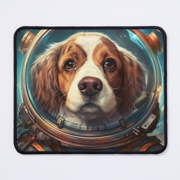Item preview, "Space Paws: Realistic Portrait of a Doggie Astronaut in Orbit" designed and sold by Bee Happy Creative™.