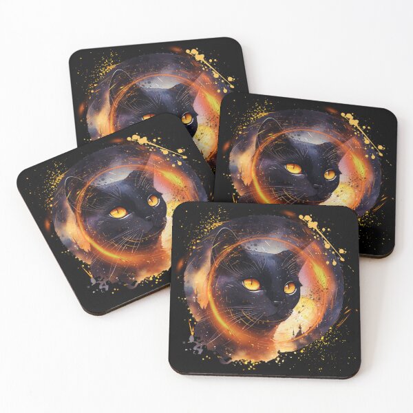 Item preview, Inferno's Guardian: Fiery Black Cat designed and sold by HoneyDewMe.