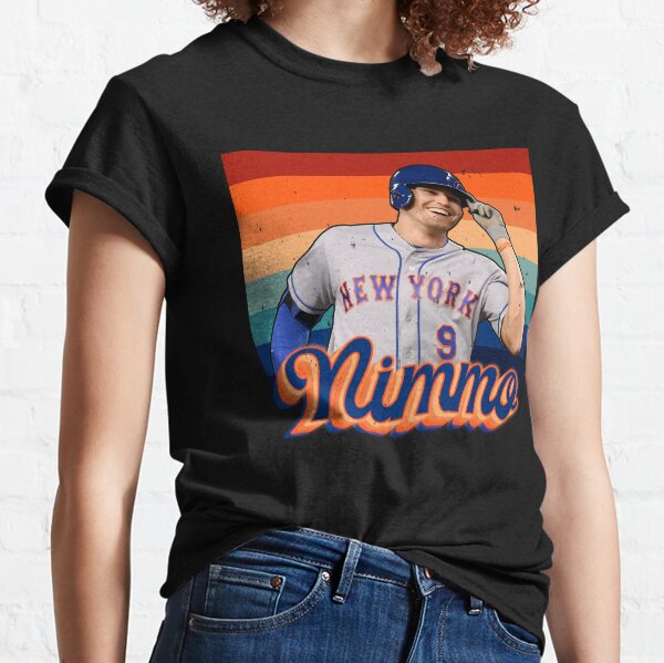 Women's Brandon Nimmo Black Name & Number - #9 Baseball New York Mets T- Shirt