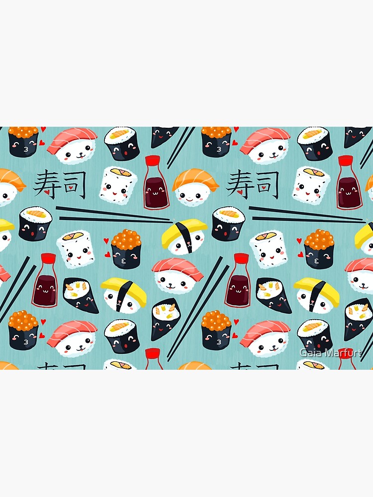 Kawaii sushi in blue by gaiamarfurt