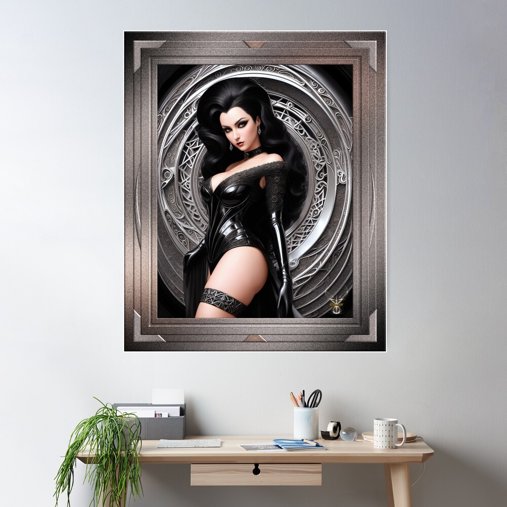 Stacia Artilicus Gothic Vamp Supreme Fantasy AI Concept Art Portrait by Xzendor7 Wall Decor Poster