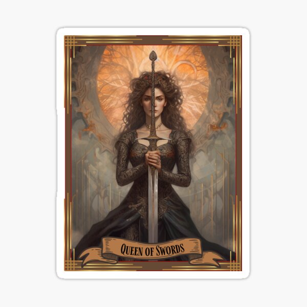 Item preview, Queen of Swords Tarot Card Graphic  designed and sold by GristoTreasures.