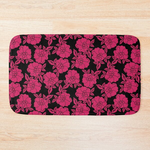 Item preview, Tossed Cut-out Rose Pink on Black Half-drop Repeat 5748 designed and sold by Art in My Loft.