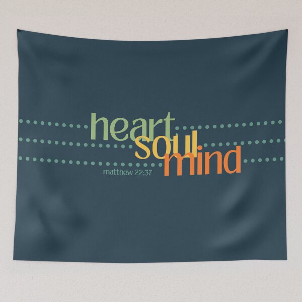 Item preview, Matthew 22:37 - Heart Soul Mind - retro Bible verse designed and sold by Firmly Planted Prints.