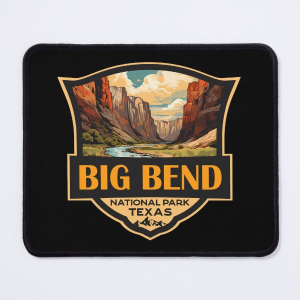 Item preview, Big Bend National Park Illustration Travel Retro Badge designed and sold by KrisSidDesigns.