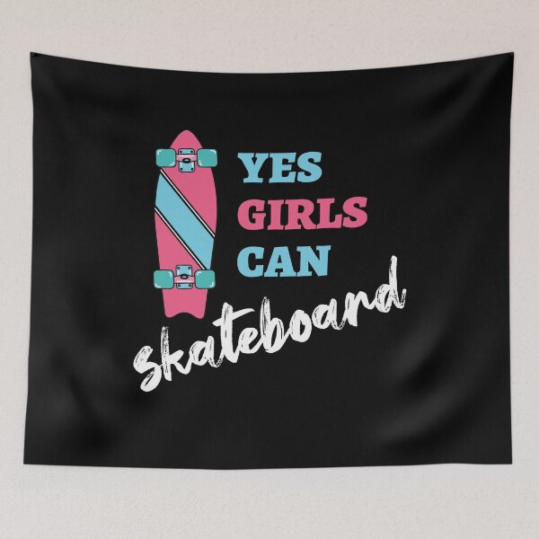 Aperçu de l'œuvre Yes Girls Can Skateboard Skaterin créée et vendue par MooonTees.