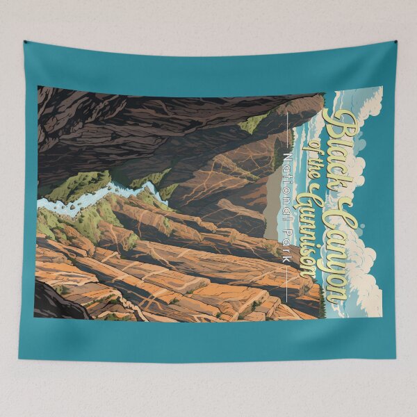 Item preview, Black Canyon Of The Gunnison National Park Illustration Retro designed and sold by KrisSidDesigns.