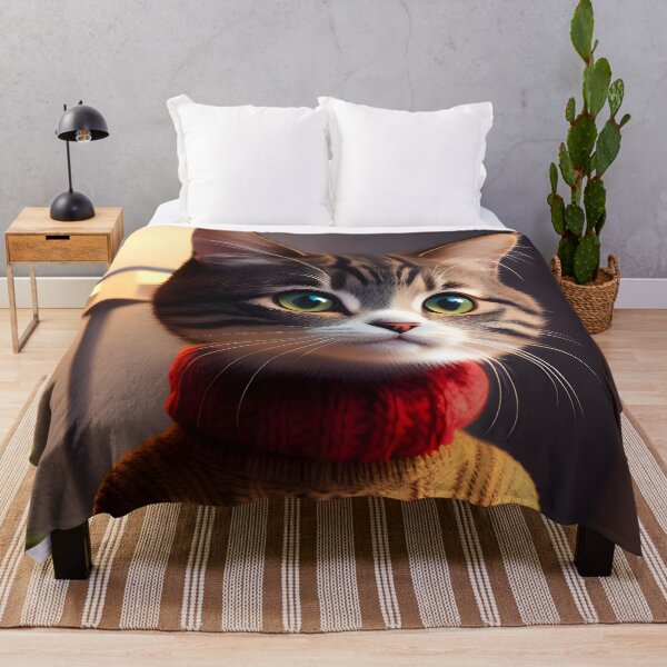 Artikelvorschau, Katze im Strickpullover - moderne digitale Kunst entworfen und verkauft von Ai-michiart.