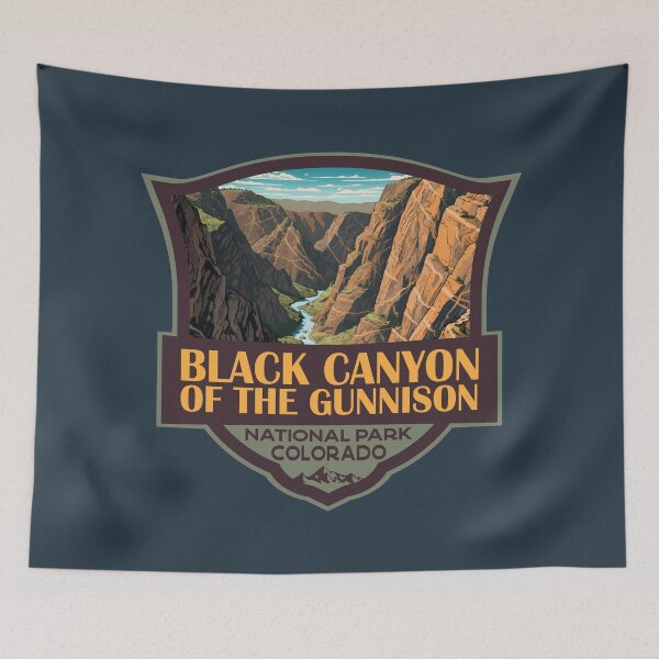 Item preview, Black Canyon Of The Gunnison Illustration Travel Retro Badge designed and sold by KrisSidDesigns.