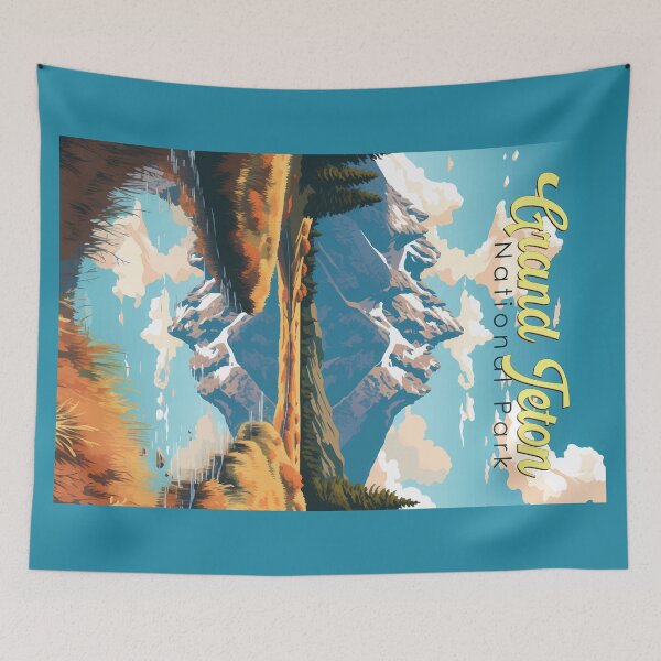 Item preview, Grand Teton National Park Illustration Retro designed and sold by KrisSidDesigns.