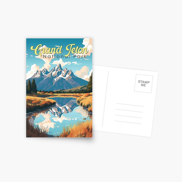 Item preview, Grand Teton National Park Illustration Retro designed and sold by KrisSidDesigns.