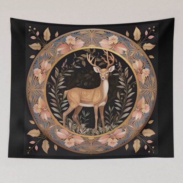 Item preview, A Floral Crown: Regal Deer in the Night designed and sold by Pedra Panda.
