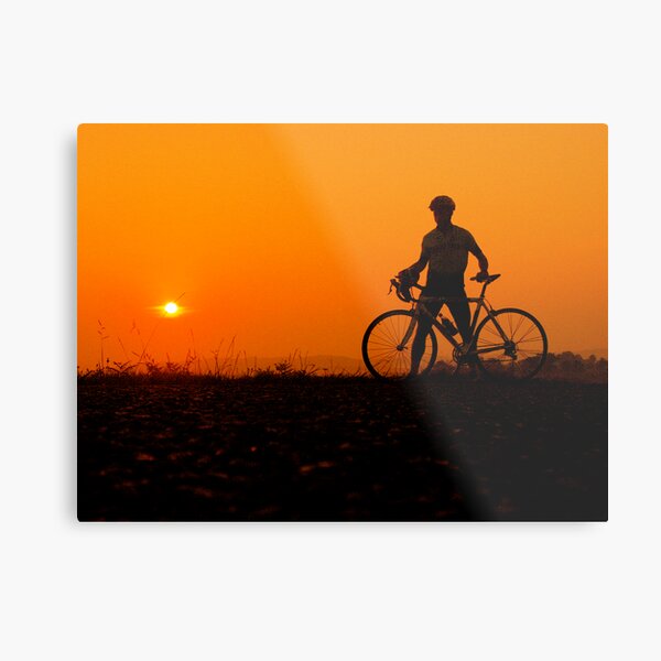 sunset bicycle Metal Print
