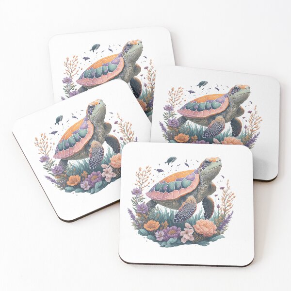 Item preview, Turtle in Flower Splash Colorful Watercolor 3D Vector Artwork Flowers and Leaves a high detailed illustration designed and sold by Sashindra Wijayarathna.