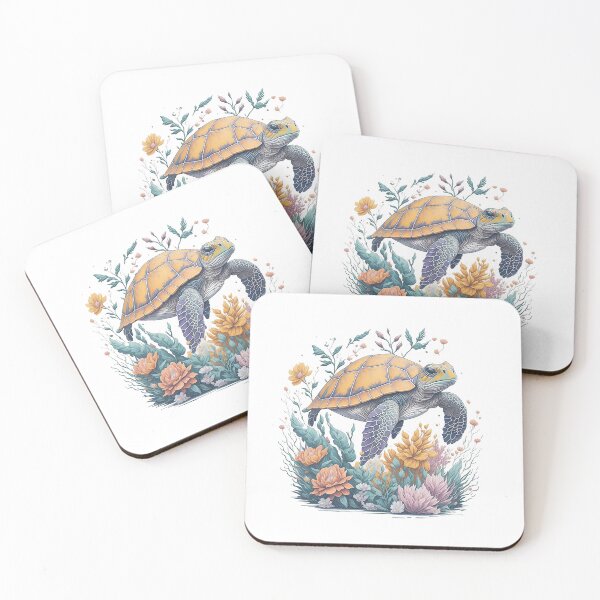Item preview, Turtle in Flower Splash Colorful Watercolor 3D Vector Artwork Flowers and Leaves a high detailed illustration designed and sold by Sashindra Wijayarathna.