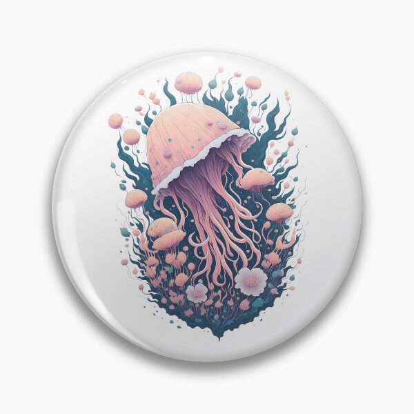 Item preview, Jelly Fish in Flower Splash Colorful Watercolor 3D Vector Artwork Flowers and Leaves a high detailed illustration designed and sold by Sashindra Wijayarathna.