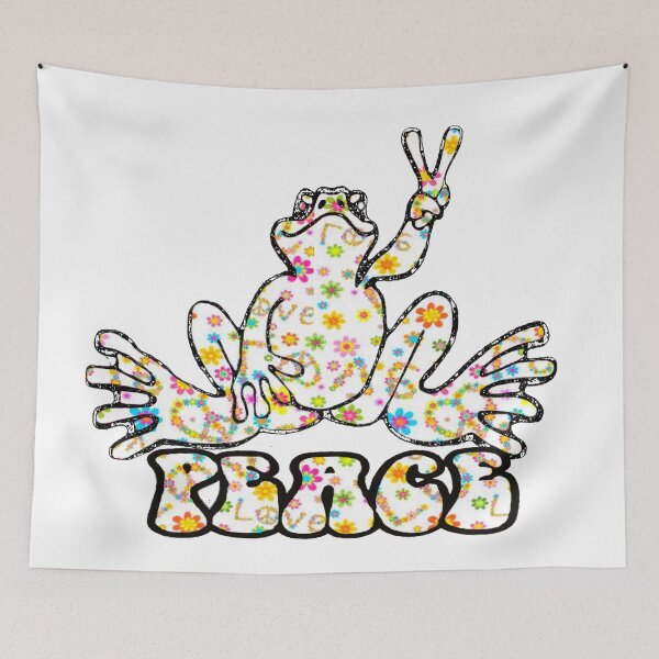 Item preview, White Floral Love Peace Frog designed and sold by natnat7w.