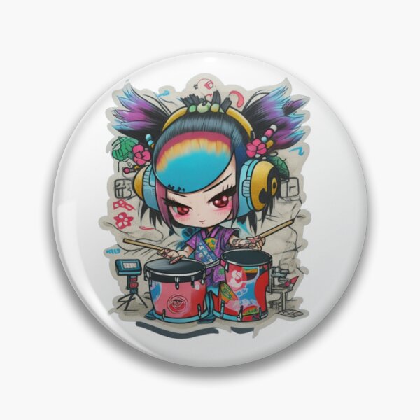 Item preview, Adorable kimono-clad drummer rocking the stage sticker and more. designed and sold by mefirefire.