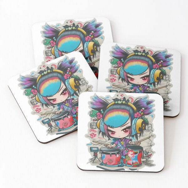 Item preview, Adorable kimono-clad drummer rocking the stage sticker and more. designed and sold by mefirefire.