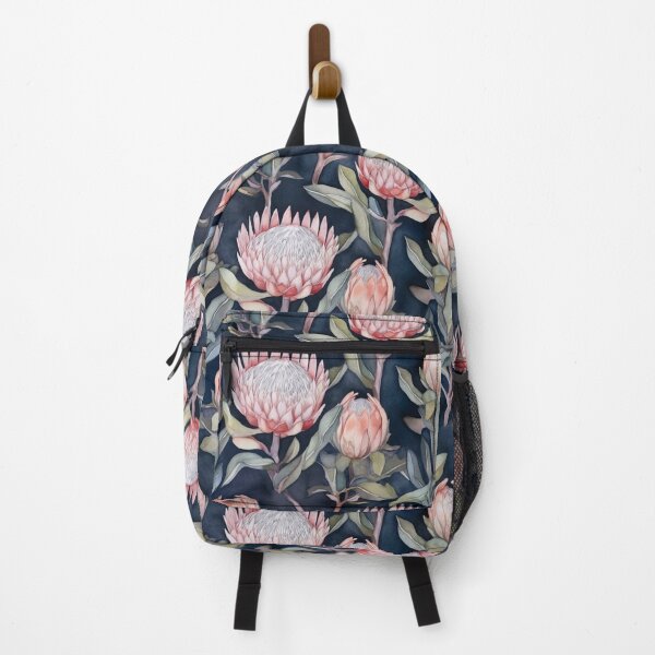 Item preview, Pink proteas on dark background designed and sold by Lillypot-Prints.