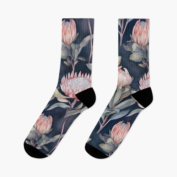 Item preview, Pink proteas on dark background designed and sold by Lillypot-Prints.