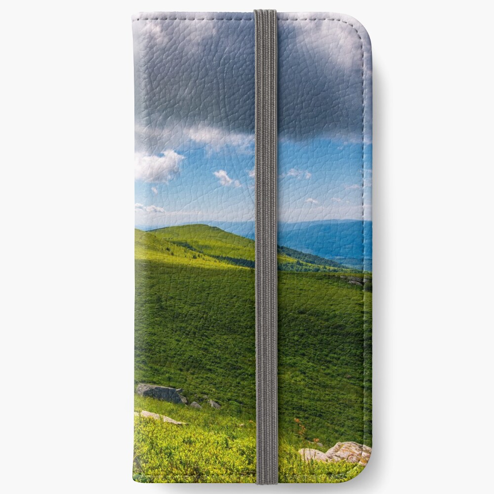giant boulders on grassy slopes of Polonina Runa iPhone Wallet