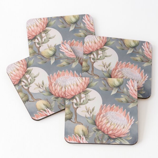 Item preview, Pink proteas in the moonlight designed and sold by Lillypot-Prints.