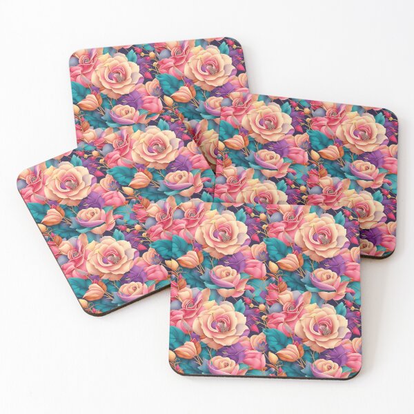 Item preview, flowers seamless patterns rainbow colors with roses colorful flowers,  designed and sold by kiyaansh16.