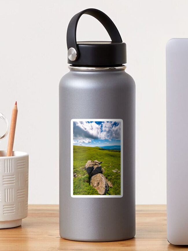 Thumbnail 1 of 3, Sticker, giant boulders on grassy slopes of Polonina Runa designed and sold by mike-pellinni.