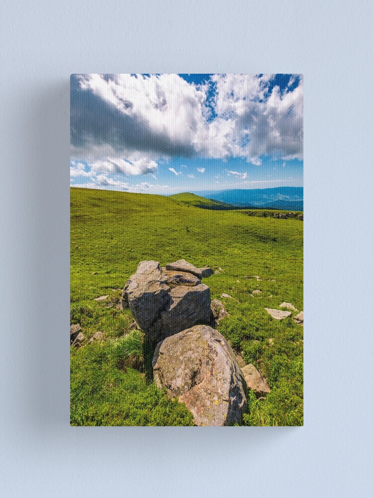 Alternate view of giant boulders on grassy slopes of Polonina Runa Canvas Print